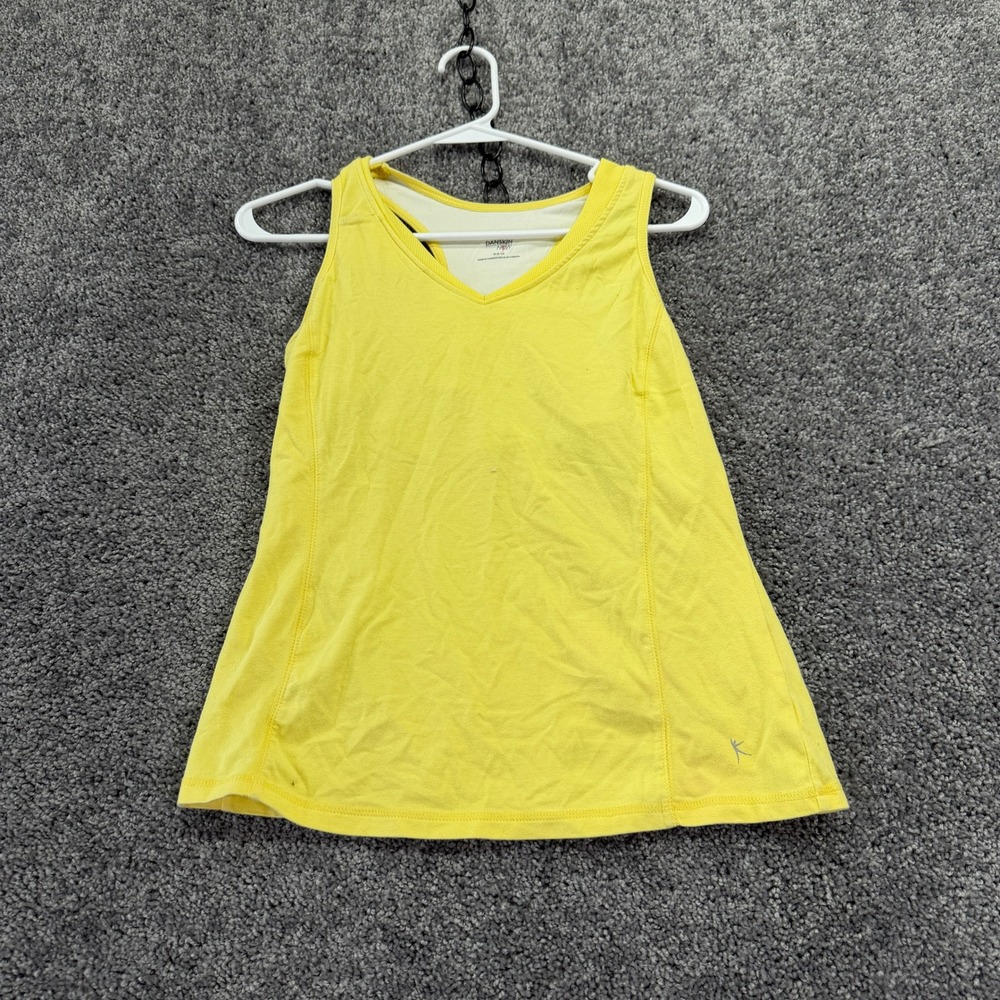Danskin Now Tank Top Girls Medium 8-10 Yellow Racerback Athletic